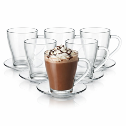 Szklanki kubki z uchem do kawy herbaty HUGO 360ml + SPODKI