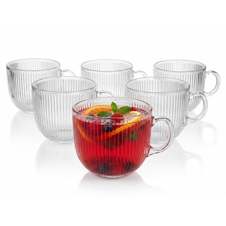 Kubki filiżanki szklane duże JUMBO Altom Design Selena 510ml 6szt