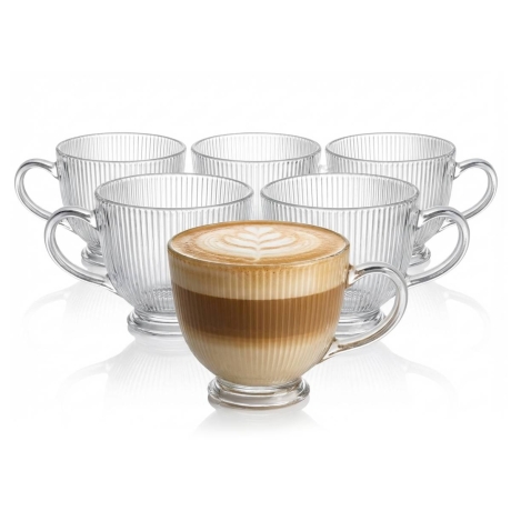 Przejdź do produktu Kubki filiżanki szklane duże na stopce Altom Design Selena 430 ml 6szt