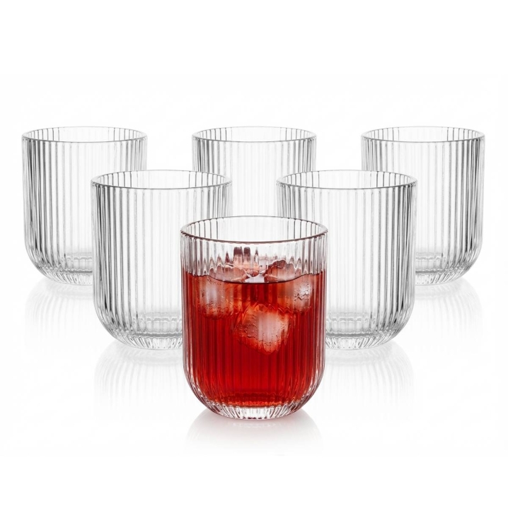 Szklanki niskie do soku wody ryflowane karbowane prążkowane Altom Design Selena 270 ml 6 szt.