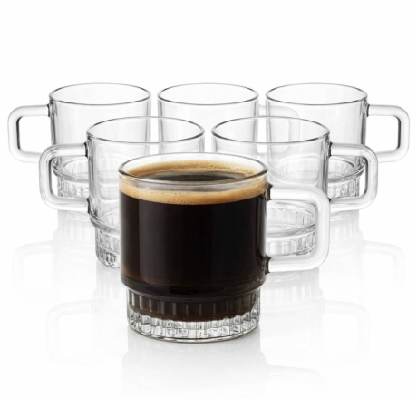 Przejdź do produktu Filiżanki szklane do kawy, herbaty STELLA 240ml | 6szt.