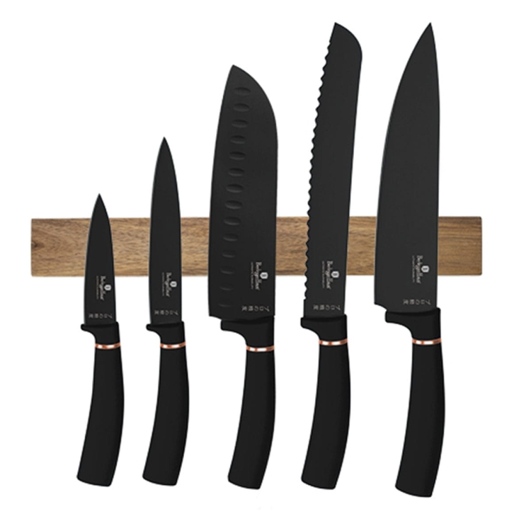 Komplet noży z listwą magnetyczną Berlinger Haus Black Rose 5 szt. BH-2884