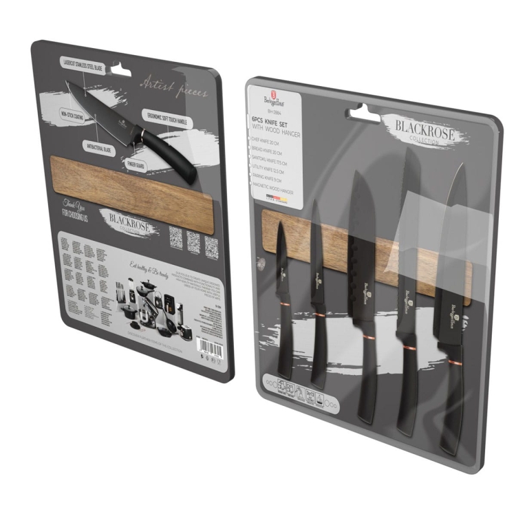 Komplet noży z listwą magnetyczną Berlinger Haus Black Rose 5 szt. BH-2884