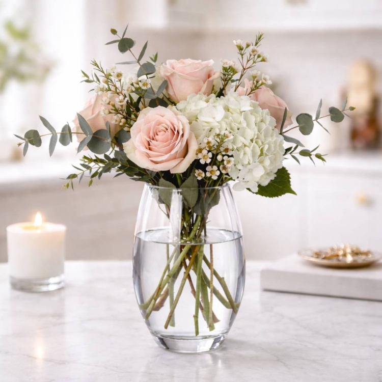 Wazon szklany dekoracyjny bezbarwny na kwiaty 20cm