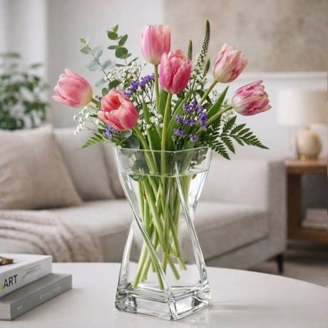 Przejdź do produktu Wazon szklany dekoracyjny skręcony BEZBARWNY | ASA Glass "Twist" | H 20cm