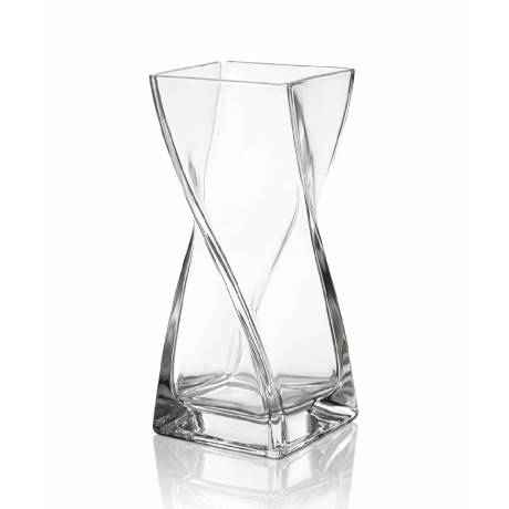 Przejdź do produktu Wazon szklany dekoracyjny skręcony BEZBARWNY | ASA Glass "Twist" | H 20cm