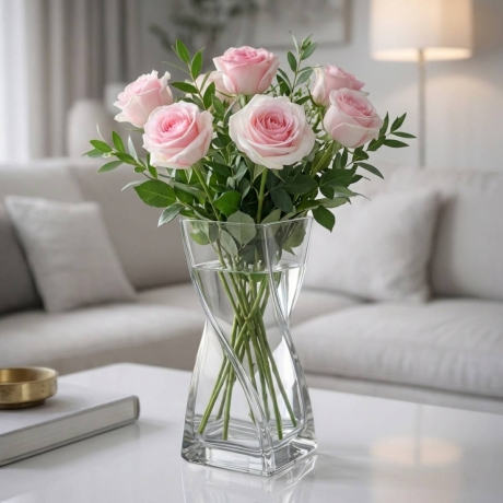 Przejdź do produktu Wazon szklany dekoracyjny skręcony BEZBARWNY | ASA Glass "Twist" | H 25cm