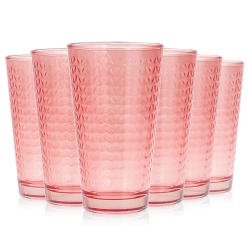 Szklanki kolorowe do soku, wody, napojów TG Tressa 360 ml 6szt. RÓŻOWO-CZERWONE