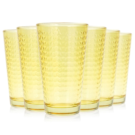 Przejdź do produktu Szklanki kolorowe do soku, wody, napojów TG Tressa 360 ml 6szt. ŻÓŁTE