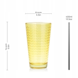 Szklanki kolorowe do soku, wody, napojów TG Tressa 360 ml 6szt. ŻÓŁTE