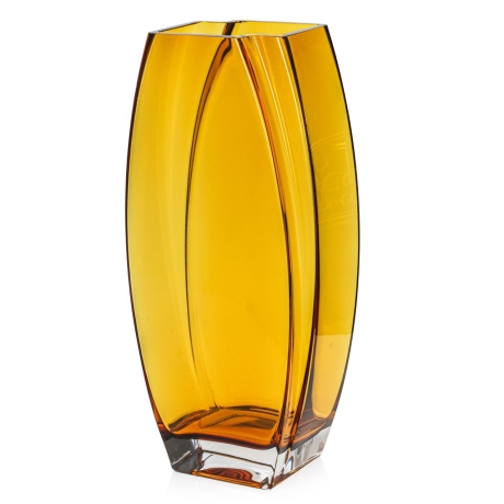 Przejdź do produktu Szklany dekoracyjny BURSZTYNOWY solidny wazon na kwiaty 32cm