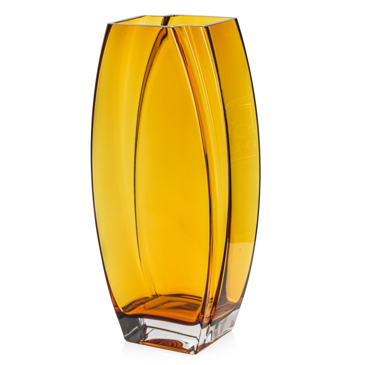 Szklany dekoracyjny BURSZTYNOWY solidny wazon na kwiaty 32cm