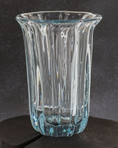 Ekskluzywny ręcznie robiony Wazon szklany na kwiaty bezbarwny HANDMADE 27 cm