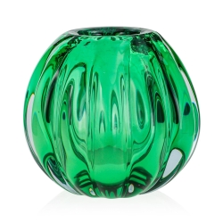 Ekskluzywny ręcznie robiony Wazon szklany na kwiaty zielony HANDMADE 15cm