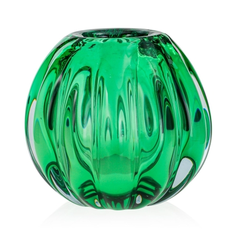Przejdź do produktu Ekskluzywny ręcznie robiony Wazon szklany na kwiaty zielony HANDMADE 15cm