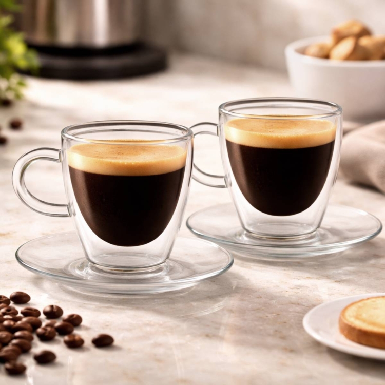 Zestaw 2 filiżanek do espresso z podwójną ścianką Amo 50 ml