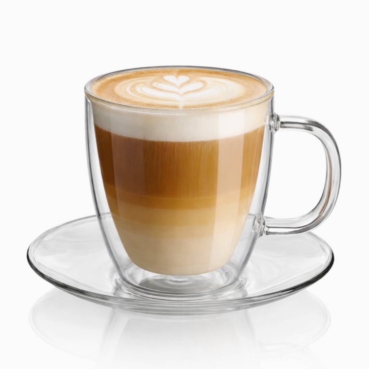 Filiżanki termiczne z podstawką do kawy herbaty 250 ml Vialli Design AMO 6szt