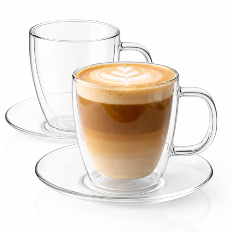 Filiżanki termiczne z podstawką do kawy herbaty 250 ml Vialli Design AMO