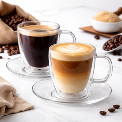 Filiżanki termiczne z podstawką do kawy herbaty 250 ml Vialli Design AMO