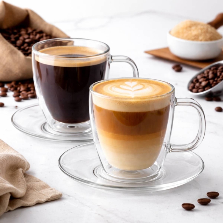 Filiżanki termiczne z podstawką do kawy herbaty 250 ml Vialli Design AMO