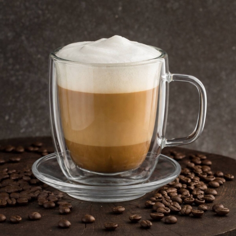 Przejdź do produktu Szklanki kubki termiczne do kawy herbaty AMBITION MIA 250ml 6szt + spodki Glasmark