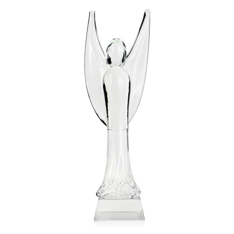 DUŻA szklana rzeźba Anioł 42cm - Kostka + kolor bezbarwny