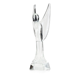 DUŻA szklana rzeźba Anioł 42cm - Kostka + kolor bezbarwny