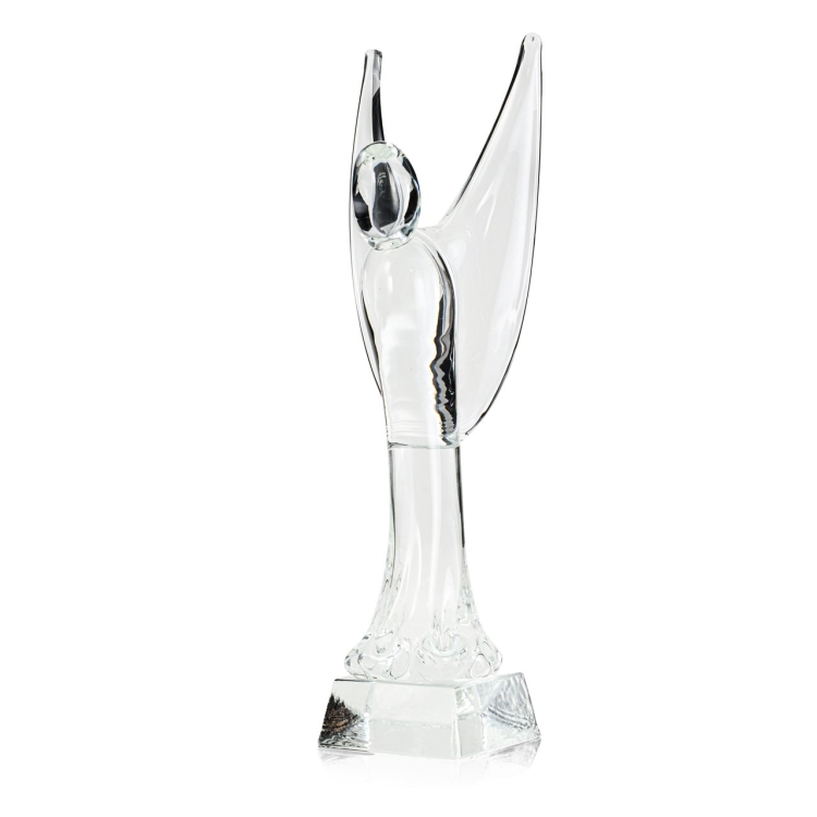 DUŻA szklana rzeźba Anioł 42cm - Kostka + kolor bezbarwny