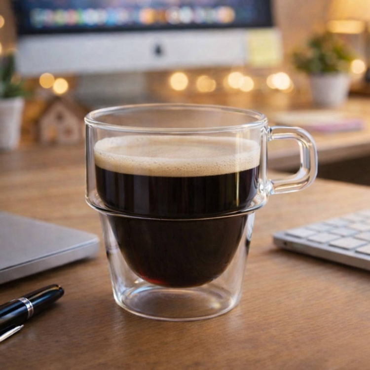 Piętrowane kubki termiczne do kawy latte Vialli Design Senso 280ml