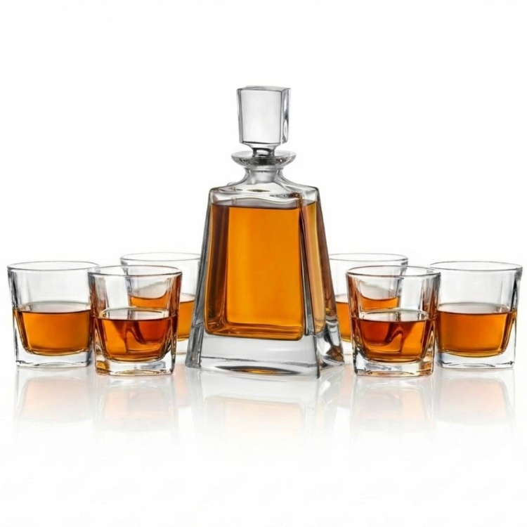 BOHEMIA Kathrene ekskluzywny kryształowy zestaw do whisky 6+1