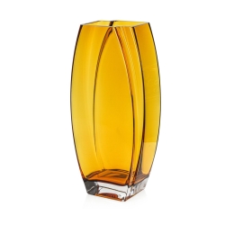 Szklany dekoracyjny BURSZTYNOWY solidny wazon na kwiaty 26cm