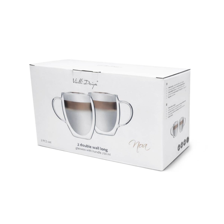 Kubki termiczne z uchem do kawy, herbaty Vialli Design NOA 250ml 2szt