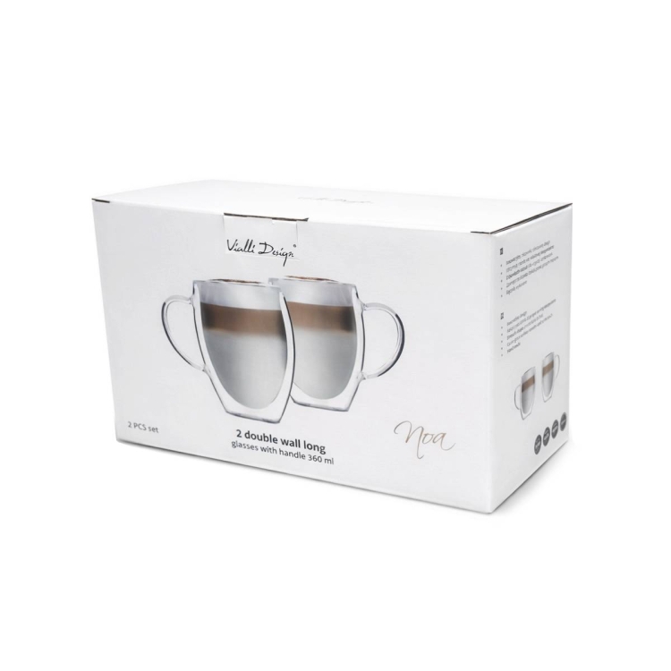 Kubki termiczne z uchem do kawy, herbaty Vialli Design NOA 360ml 2szt