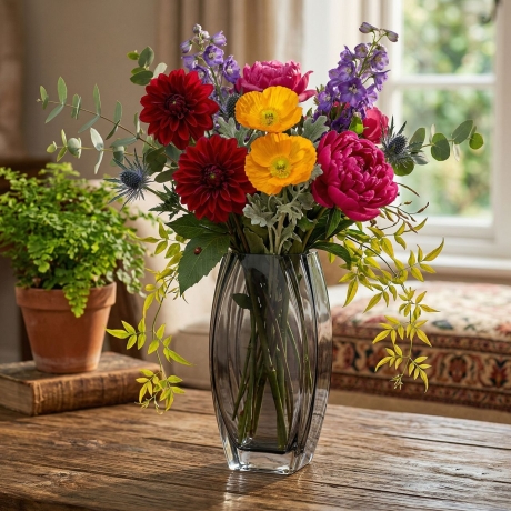 Przejdź do produktu Szklany dekoracyjny DYMIONY solidny wazon na kwiaty 26cm (410)