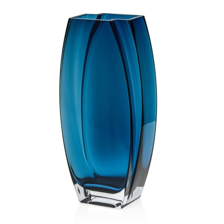 Przejdź do produktu Szklany dekoracyjny KOBALTOWY solidny wazon na kwiaty 26cm (410)