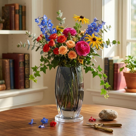 Przejdź do produktu Szklany dekoracyjny DYMIONY solidny wazon na kwiaty 20cm (410)