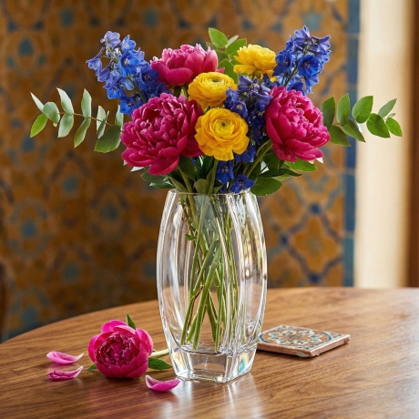 Przejdź do produktu Szklany dekoracyjny BEZBARWNY solidny wazon na kwiaty 20cm (410)