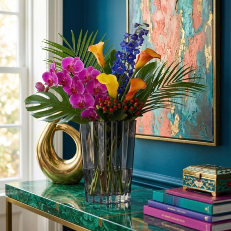 Przejdź do produktu Szklany dekoracyjny DYMIONY solidny wazon na kwiaty 28cm (125)