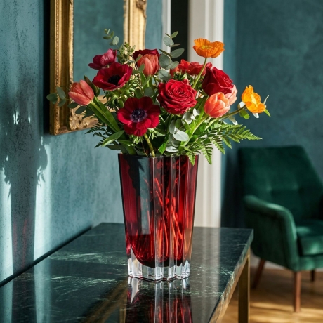 Przejdź do produktu Szklany dekoracyjny BORDOWY solidny wazon na kwiaty 28cm (125)