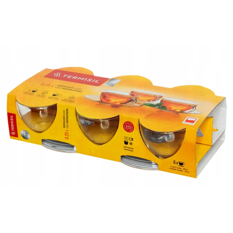 Komplet filiżanek żaroodpornych do kawy, herbaty Termisil 250 ml + 6 spodków 12 el.