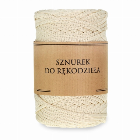 Przejdź do produktu Sznurek POLIESTROWY Płaski do rękodzieła makramy ECRU 5mm 100m