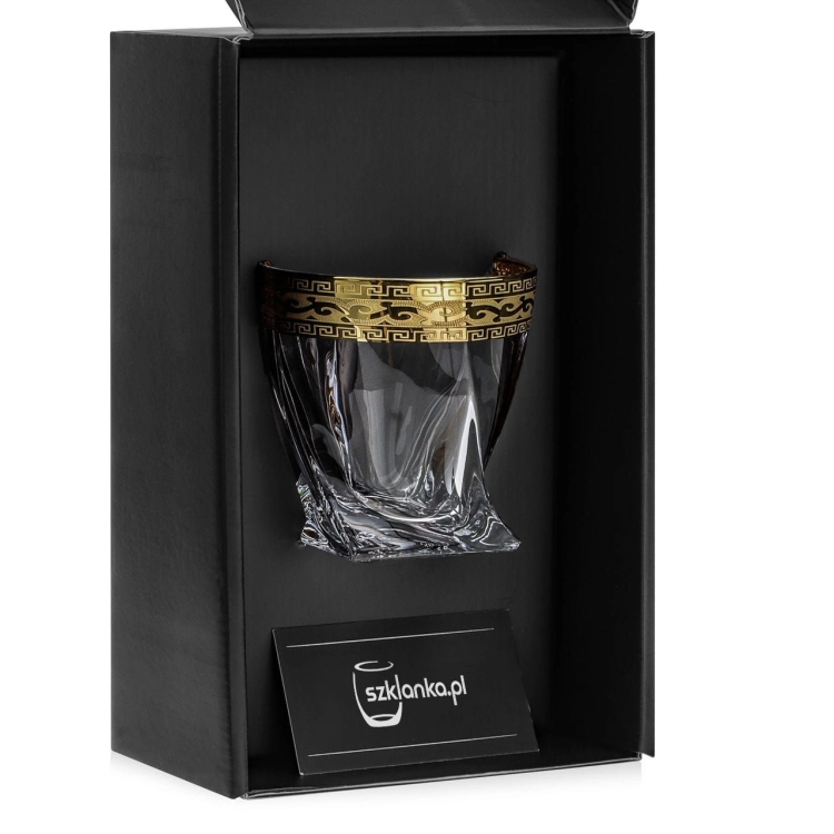 Ekskluzywna szklanka do whisky ZŁOTY ORNAMENT 340 ml | 1 szt. w pudełku Szklanka.pl