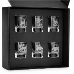 Kieliszki do wódki Myśliwskie (kwadratowe) 55 ml 6 szt. w pudełku szklanka.pl