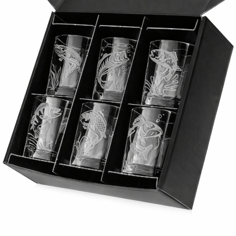 Przejdź do produktu Szklanki do whisky  "Wędkarskie" kwadratowe 300 ml  | 6 szt. w pudełku Szklanka.pl