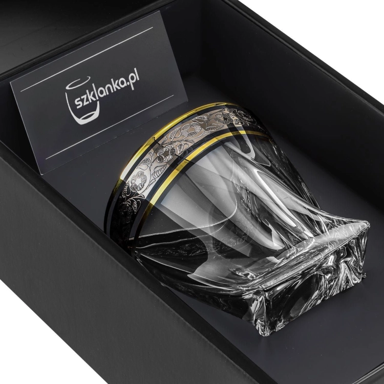 Ekskluzywna szklanka do whisky ZŁOTO PLATYNA | 340 ml | 1 szt. w pudełku Szklanka.pl