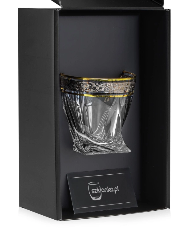 Ekskluzywna szklanka do whisky ZŁOTO PLATYNA | 340 ml | 1 szt. w pudełku Szklanka.pl