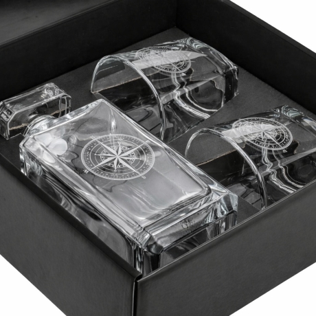 Przejdź do produktu Zestaw do whisky 2+1 "Róża Wiatrów" - karafka + szklanki w pudełku prezentowym Szklanka.pl