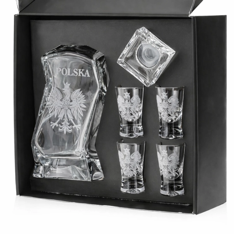 Zestaw do wódki 4+1 - ORZEŁ - Godło Polska (Łamana + 4x 25ml)