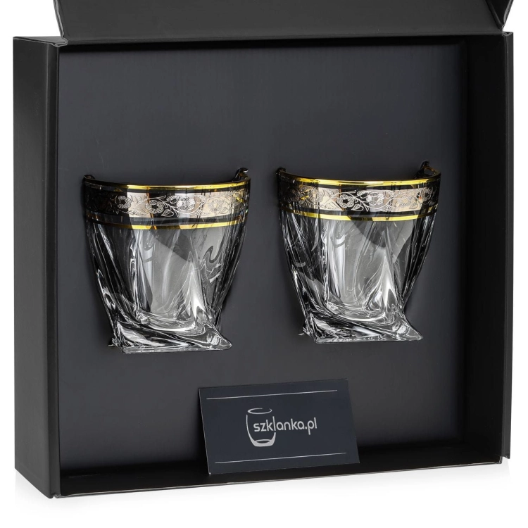 Ekskluzywne szklanki do whisky ZŁOTO PLATYNA | 340ml | 2szt. w pudełku Szklanka.pl