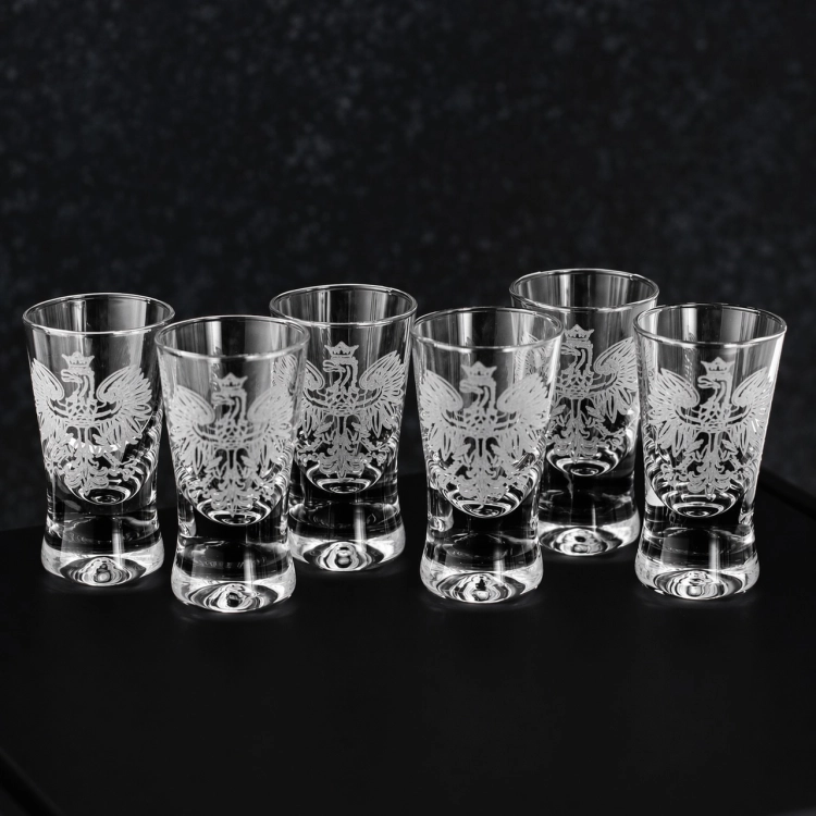 Kieliszki do wódki Polska ORZEŁ 25 ml 6 szt. w pudełku Szklanka.pl
